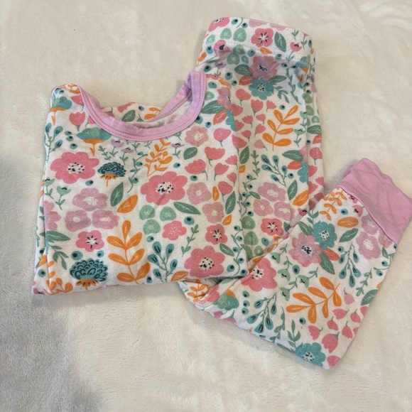 Caden Lane Pink and Green Floral Bamboo Pajama Set Size 12-18 months - Picture 1 of 5